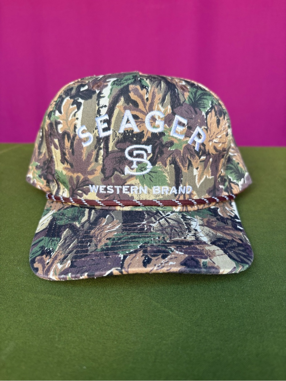 Seager Western Brand Camo Rope Hat Snapback Trucker Cap Hunting Outdoors